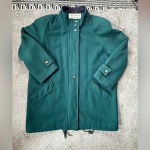 vintage Mackintosh New England green 100% wool coat size 14